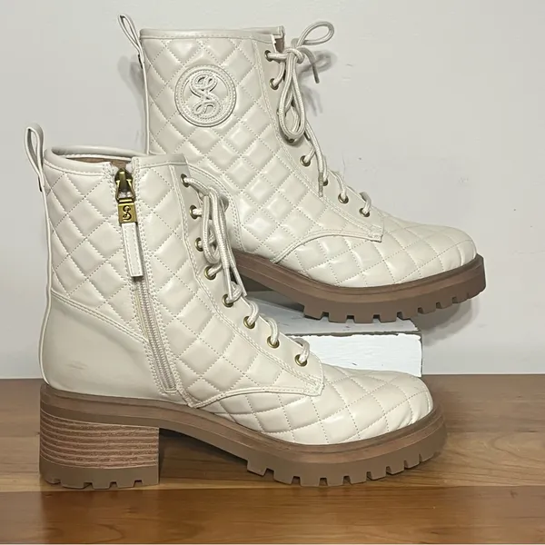 Sam & Libby‎ Women's Otis Quilted Heeled Ankle Boot In Soft Eggshell Size 9 - Image 2