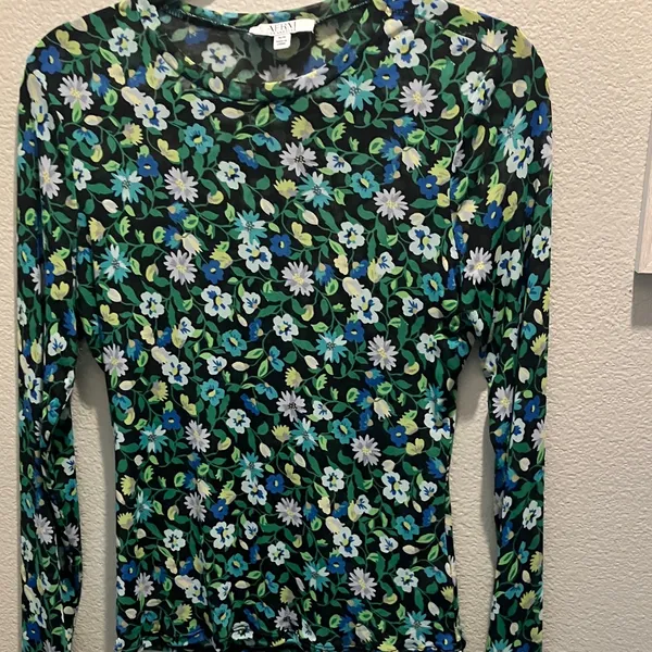 AFRM Multicolor Floral Long Sleeve mesh top Green Size undefined - Image 2