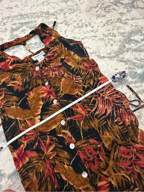California Krush Vintage Tropical Print Rayon Maxi Dress M - Image 7