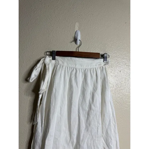 Reformation Molto Linen Wrap Skirt size XS White Midi - Image 5