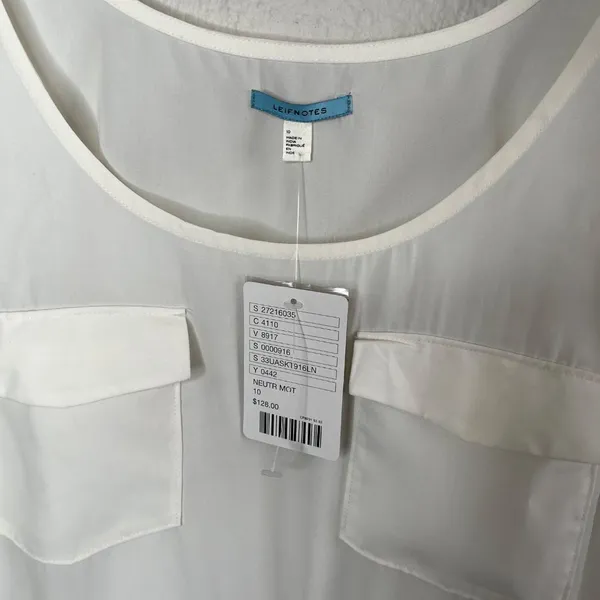 Anthropologie Leifnotes Beaded Chiffon White Tank Top 10 - Image 3