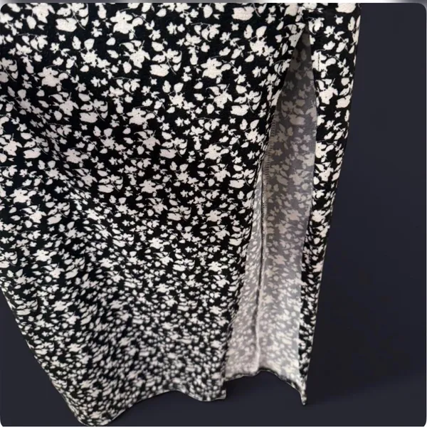 Sleeveless Black Floral Tie-Front Midi Dress - Image 3