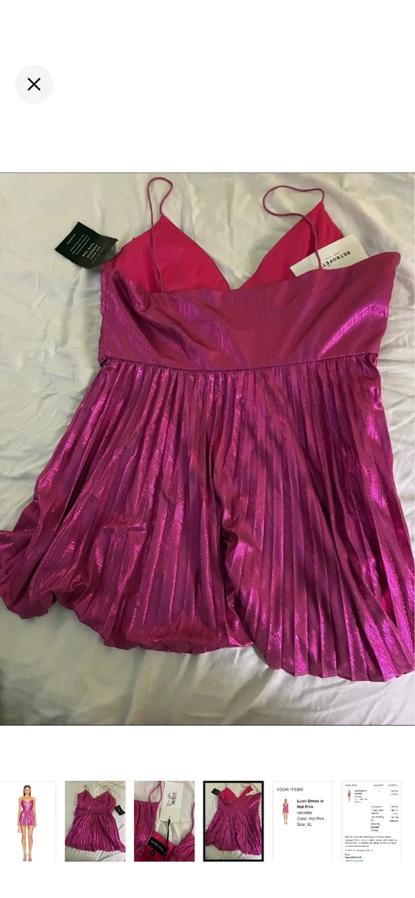 Hot Pink Metallic Retrofete Dress - Image 4