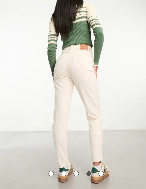 Levis High Waisted Mom Jean in Cream Cord - Image 4