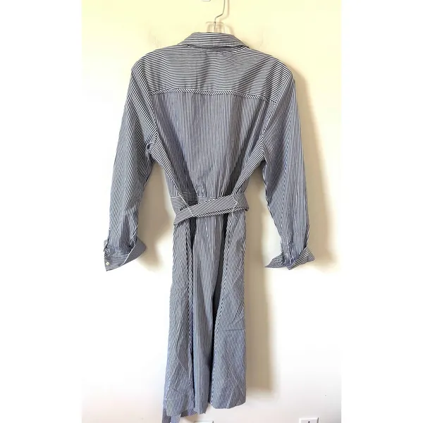 J. Crew Tie Waist Shirt Knee Length Dress Striped Navy Blue White Size 12 - Image 2