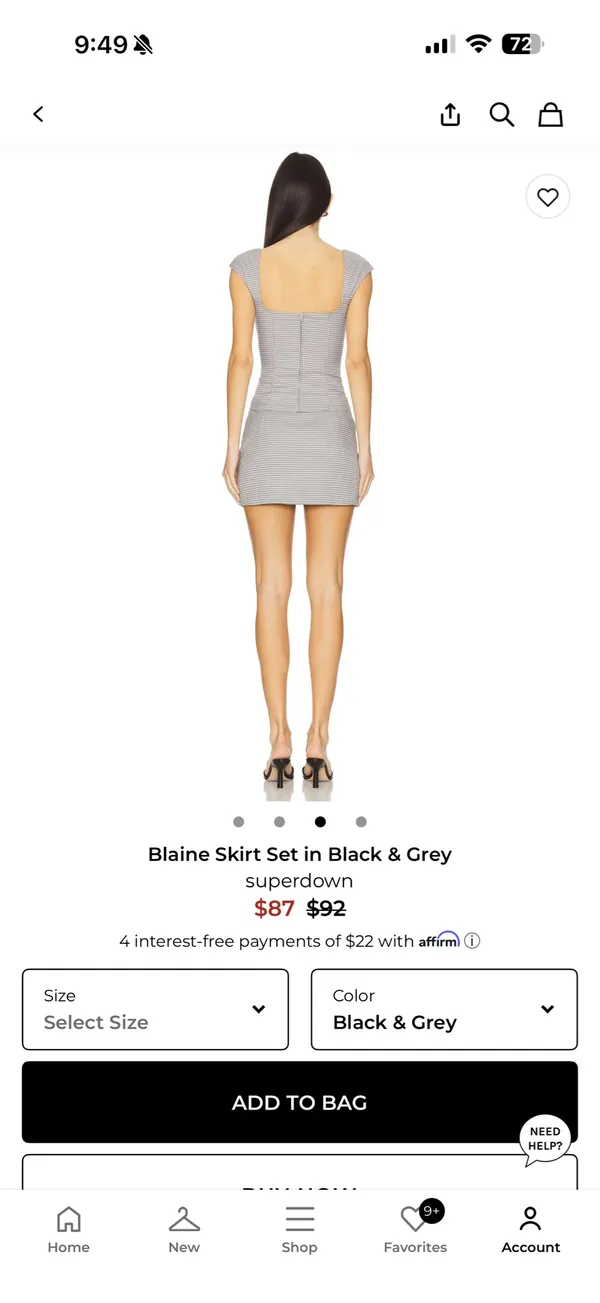 Super down (Revolve) Two Piece Matching Skirt and Tank Top Set Blaine Plaid Grey Black White - Image 3