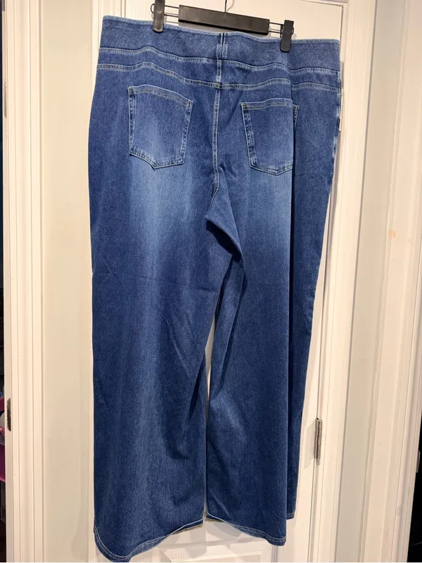 NWOT Halara Size 2X Pull On Wide Leg Jeans Blue Stretch Denim High Rise Regular - Image 5