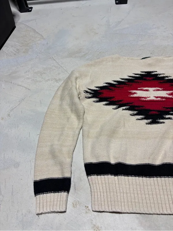 Ralph Lauren jeans co Cream Aztec Pattern Knit Sweater medium - Image 5
