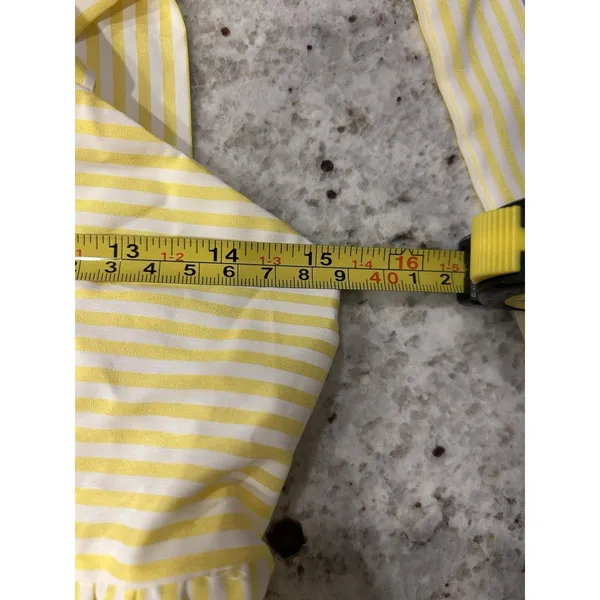 Yellow White Striped Tiered Maxi Tie Straps Maxi Dress Size Medium Brunch Girly - Image 6