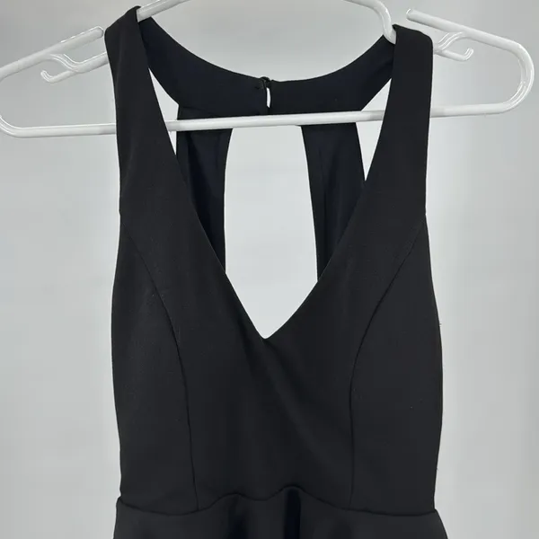 Altar'd State Black halter open back ruffle tiered Mini Dress M flirty dance - Image 7