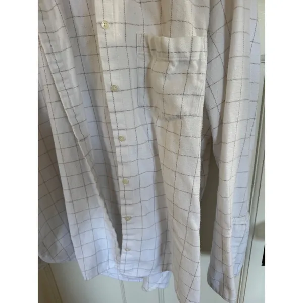 Madewell white plaid boyfriend flannel button up size xl - Image 3