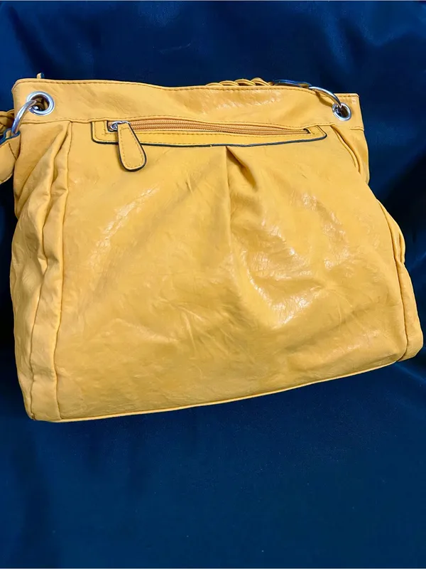 Bueno Women’s Mustard Yellow Braided Handle Women's Shoulder Bag Purse - Image 2