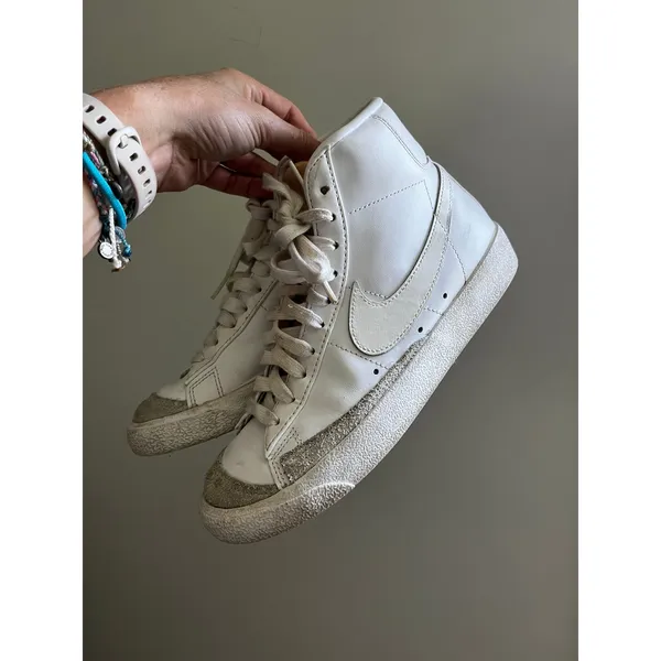 Nike Blazer Mid 77 Womens White Leather High Top Sneakers Suede Retro Streetwear - Image 11