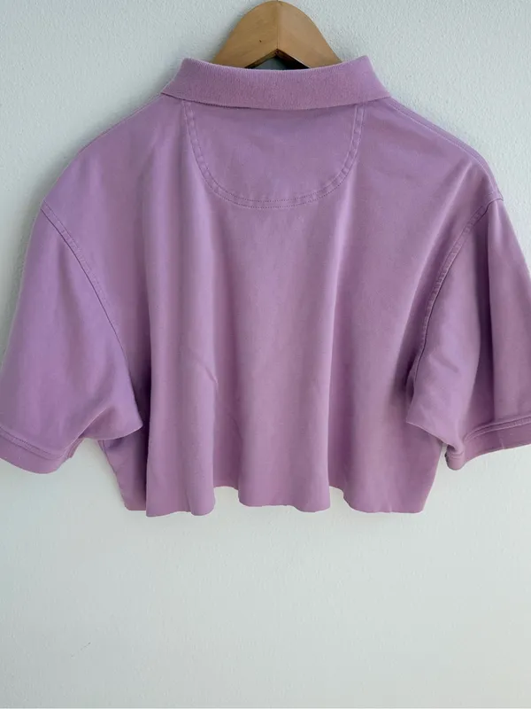 Izod Light Purple short sleeve cropped button Polo - Image 8
