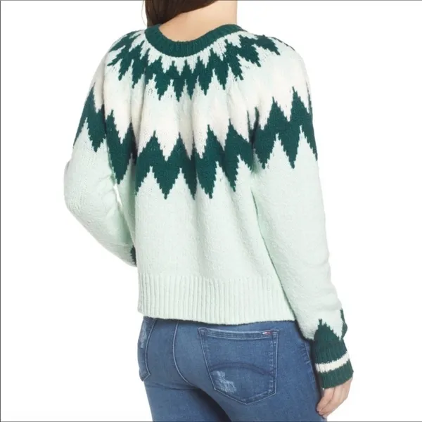 BP Cozy Ski Sweater Green Fairisle Chevron NWT M v6x - Image 2