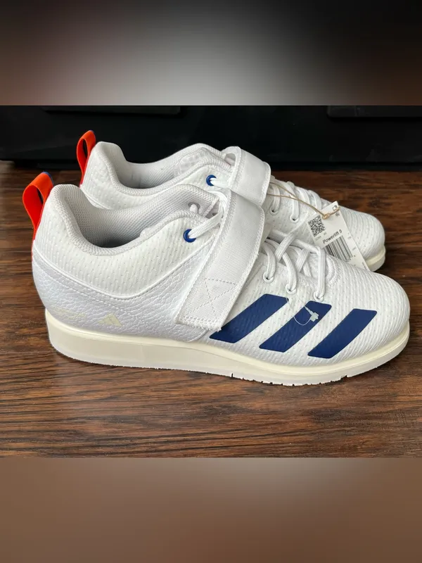 Adidas powerlift 5 weightlifting shoes white blue NEW 8.5 - Image 5