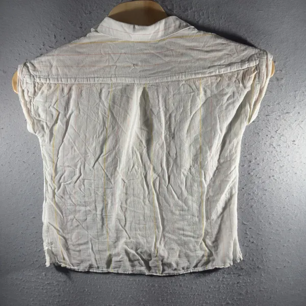 3260 | Thread & Supply Linen Blend Rainbow Stripe Button Down Shirt Women S - Image 2