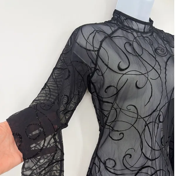 Patrice Catanzaro Sheer Velvet Burnout Mini Dress Sz 10 Mesh Whimsigoth Festival - Image 4