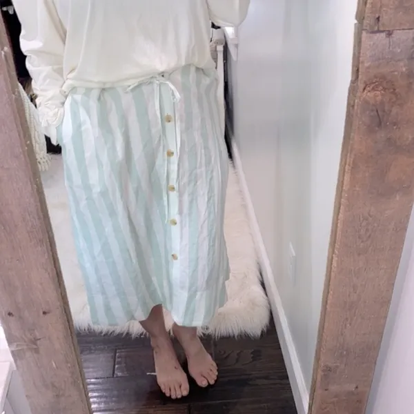 A new day mint striped boho skirt linen blend size xsmall - Image 2