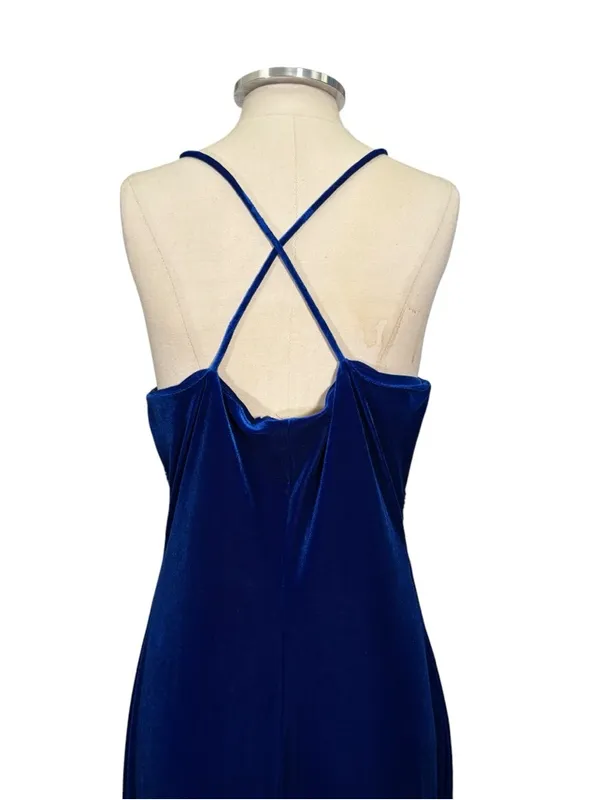 Vintage Aspeed Y2K 90s Strappy Velvet Icicle Beaded Maxi Dress Size Large - Image 8