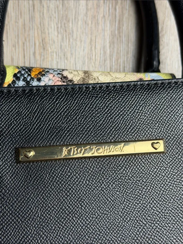 Betsey Johnson XO Chloe Floral Faux Snake Satchel Bag - Image 4