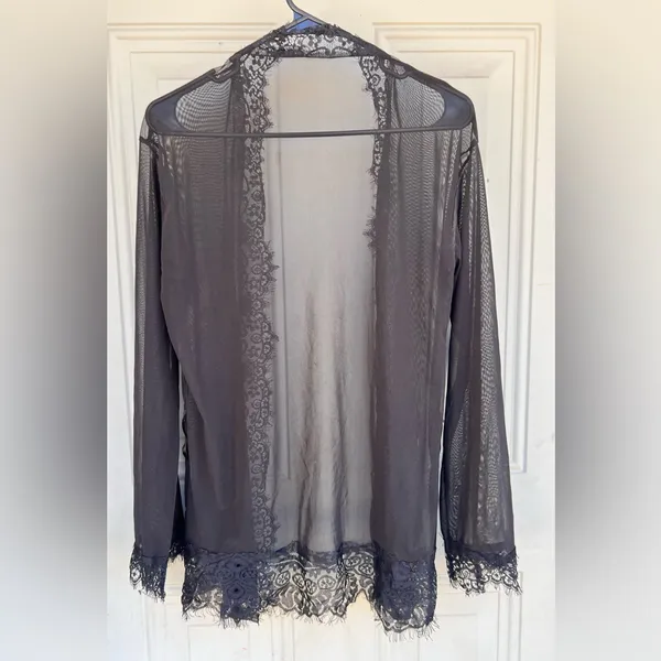 Elegant Black Lace Sheer Robe - Image 2