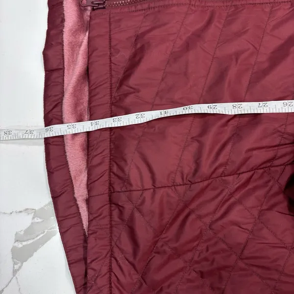 LL Bean Parka Jacket Womens Size XL Fleece Lined Primaloft Quilted Hooded Maroon - Image 5