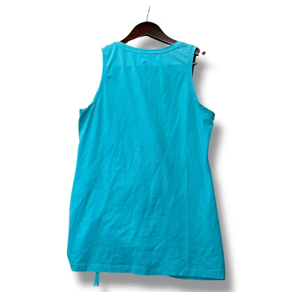 Athleta Tank‎ Top Embroidered Ruched Drawstring Sleeveless Casual Blue S - Image 2