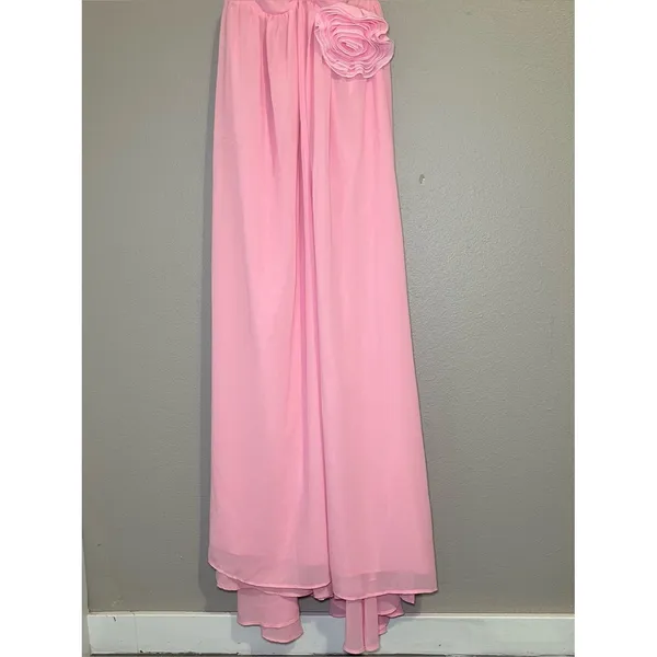 NEW Hello Molly The Rosette Gown Pink High Slit Formal Maxi Dress Womens sz XS 2 - Image 4