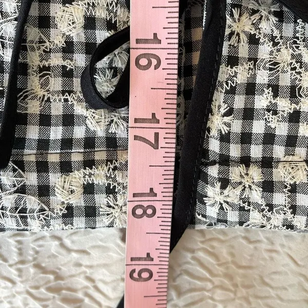 In The Beginning Womens Bria Tie Front Gingham Embroidered Blouse Black Size Lar - Image 9