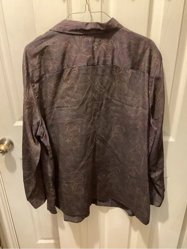 Ralph Lauren Plum and Brown Paisley Button-Up Shirt - Image 4