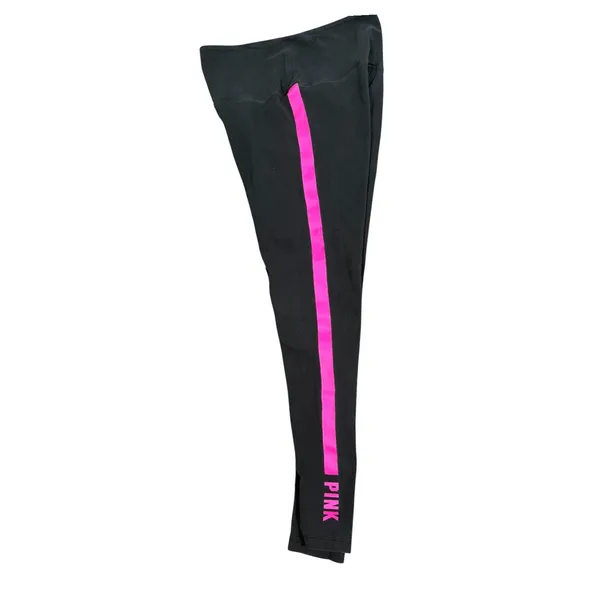 Victoria's Secret PINK Leggings Womens Large Black Pink Stripe High Rise Logo - Image 11