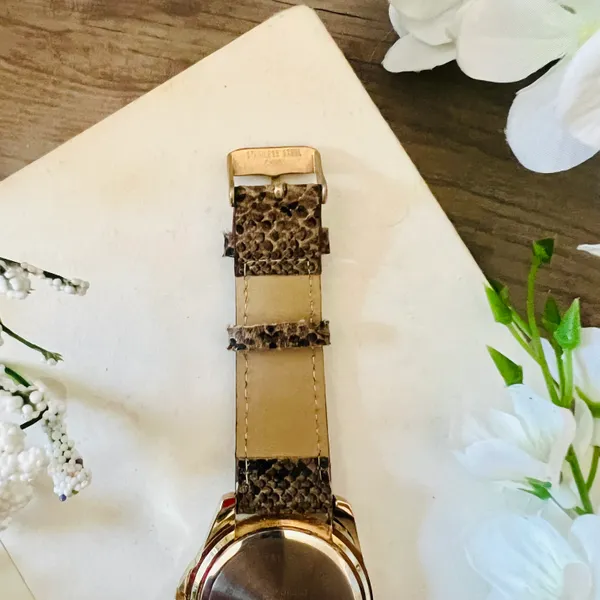 Gold & Snake Print Diamond Watch - Image 8