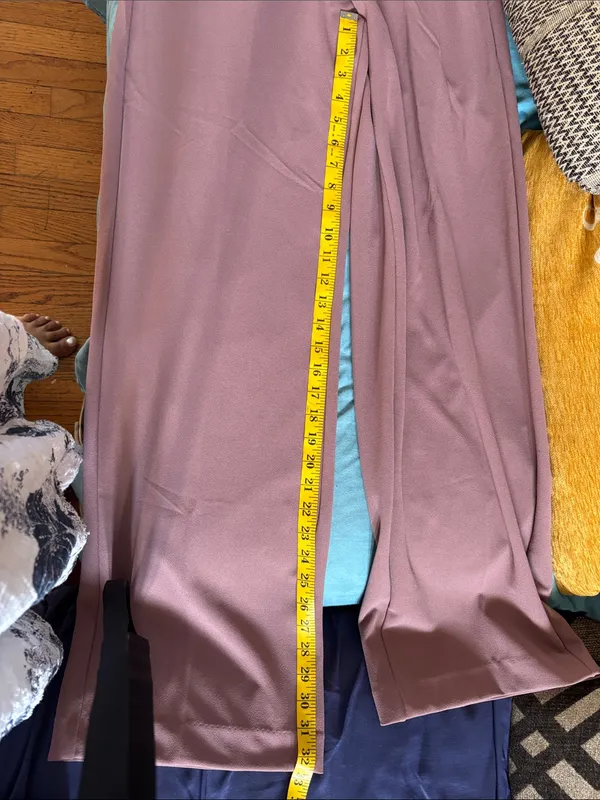 High-Rise Wide Leg Tie-Waist Pants in Mauve - Image 8