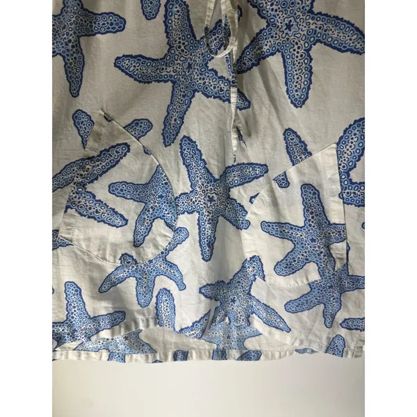 Barbara Gerwit Starfish Hooded Beach Cover Up Tunic Blue White Medium - Image 2