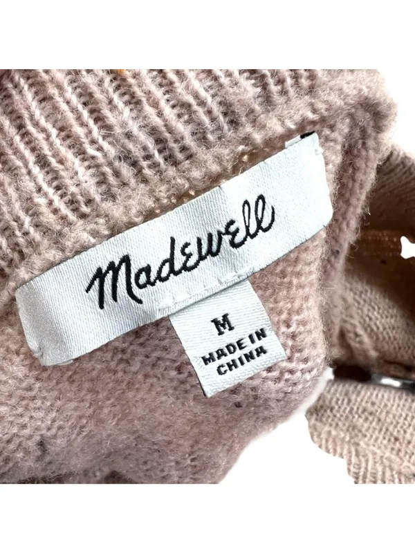 Madewell Donegal Westgate V-Neck Sweater Wool Blend Beige Size Medium - Image 7