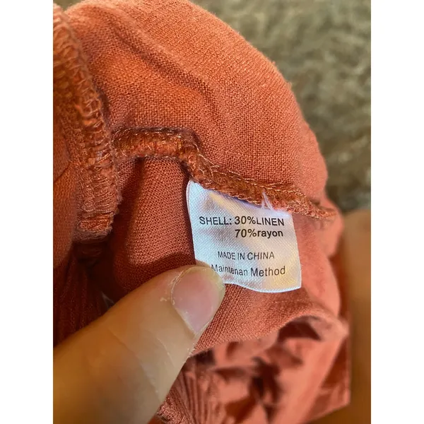 ANRABESS Linen Rayon Blend High Waisted Casual Summer Shorts Lounge Coral Beach - Image 6