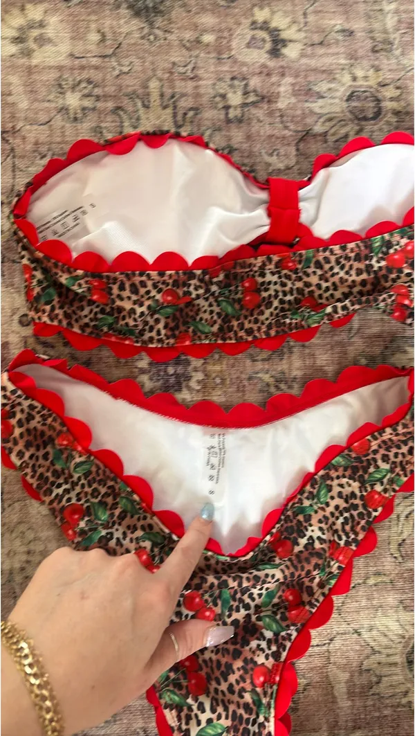 SHEIN Bathing suit set Cherries and Leopard Print - Image 2