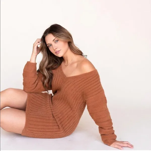 ✨ Dijon Fluffy Sweater Dress✨ Tan Size L - Image 4