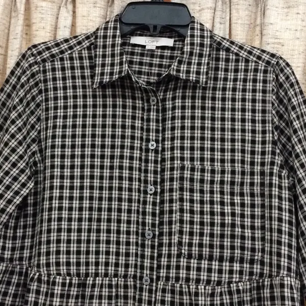 Loft Plaid Tiered Shirtdress - Image 2