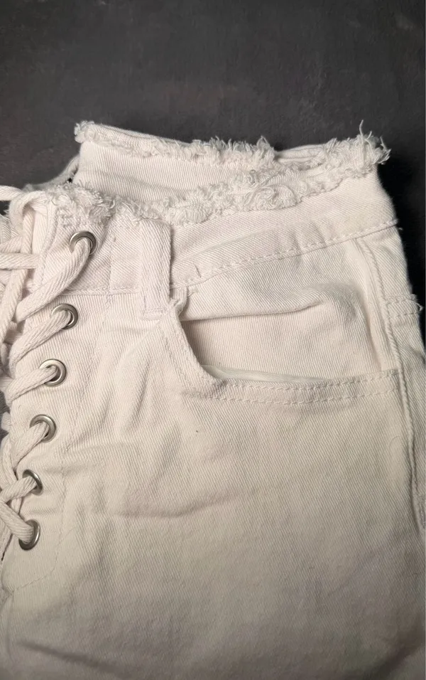 Shein White Lace-Up Flare High-Waisted Front Jeans - Image 6