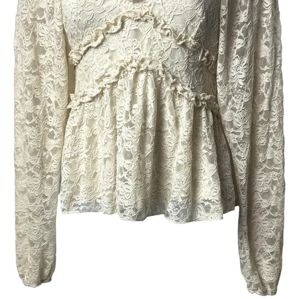 Altar's State Ivory Lace Sweetheart Babydoll Blouse Cottagecore Fairy Feminine S - Image 4