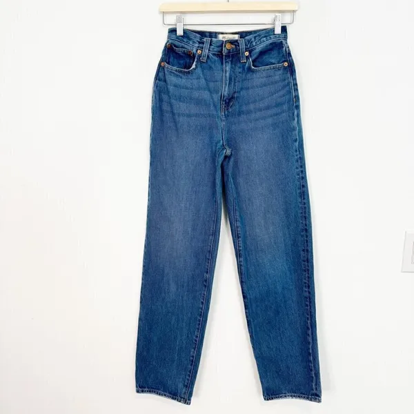 Madewell Jeans‎ Size 23 Indigo Dark Worn High Rise Baggy Straight Leg Minimalist - Image 2