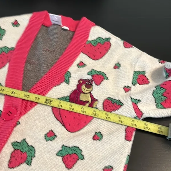 Disney Pixar Latso Strawberry Patterned Cardigan‎ with Pink Trim - Image 4