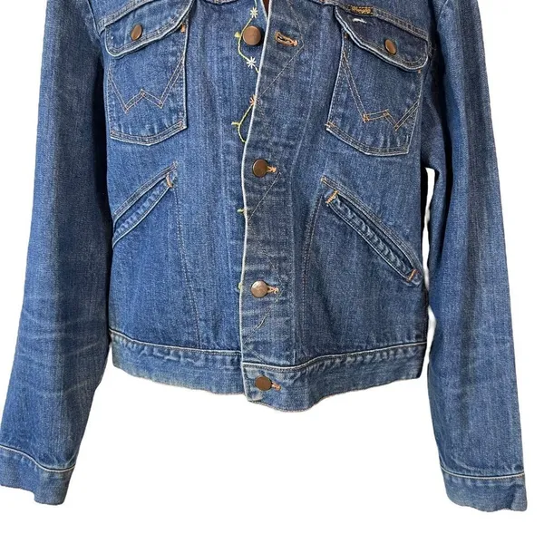 Wrangler Owl Embroidered Jean Trucker Jacket Vintage 70’s - Image 5
