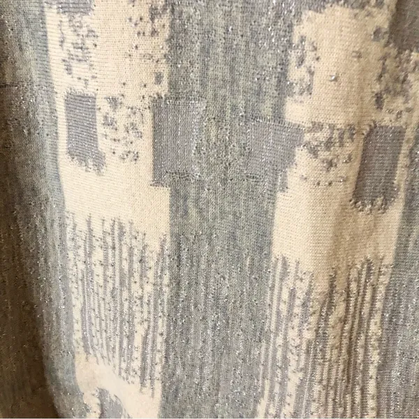 Chelsea‎ & Violet Metallic Wool Blend Abstract Striped Sweater Tan Grey Large - Image 5