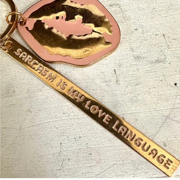 Lips keychain that says “ Sarcasm is my Love language “ - Image 5