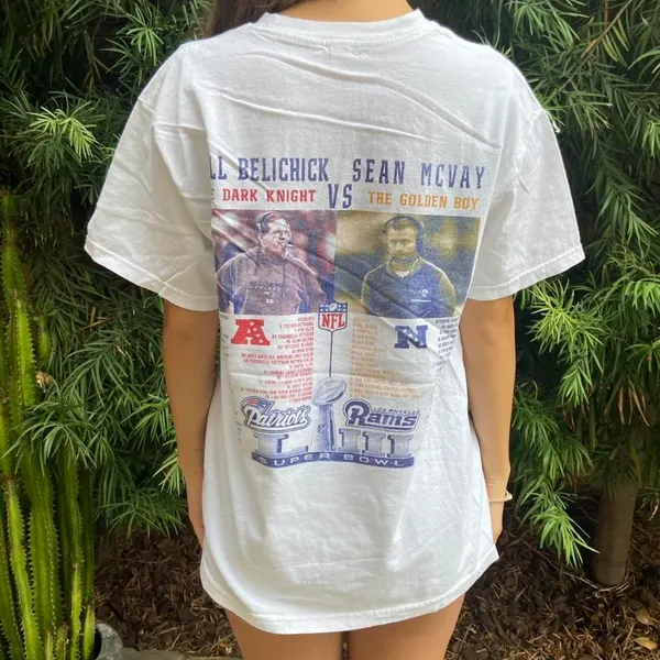 Super Bowl NFL Patriots vs. Rams White T-shirt - Image 3
