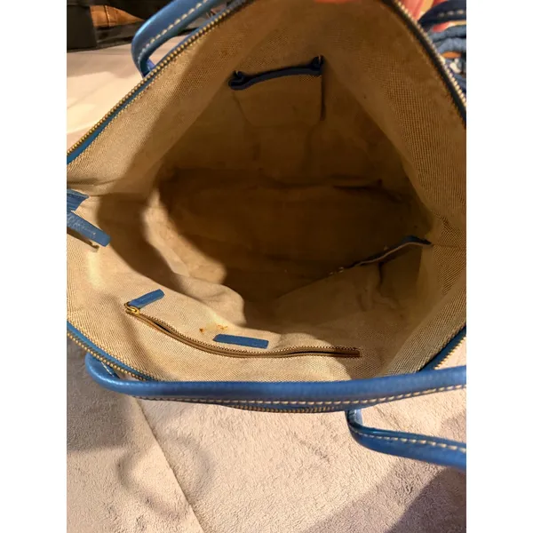 Dooney & Bourke Women Tote Blue Pebbled Leather Classic Front Pocket Handbag - Image 7