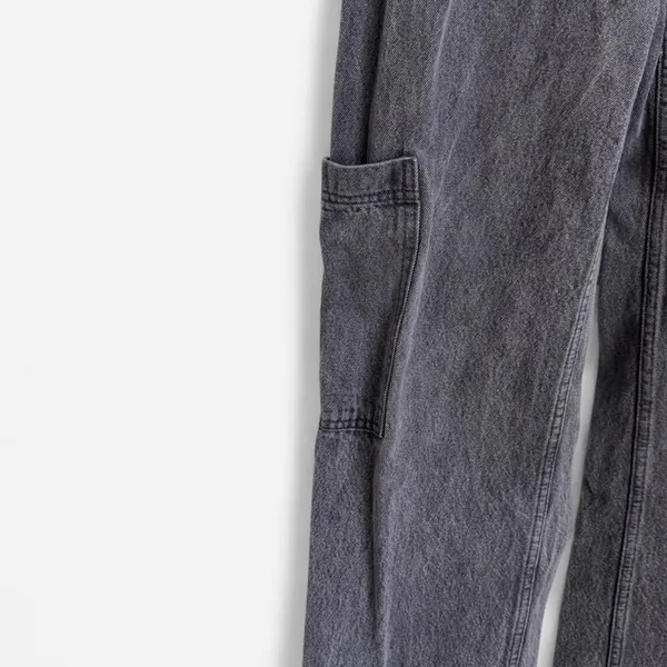 H&M Washed Black High Waisted Cargo Jeans Sz 2 - Image 4